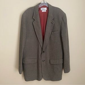 Clairborne Men’s sports jacket 2 button lined light brown textured fabric 42L